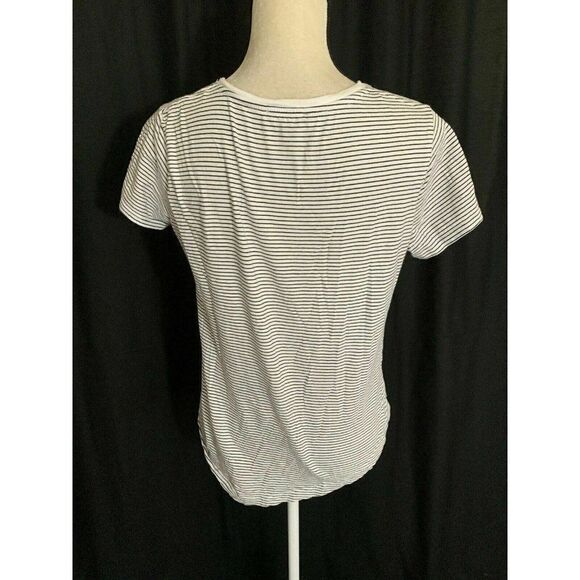 Zara Wb Collection Womens Black Striped Short Sleeve Crew Neck Top T Shirt Small - Picture 5 of 7